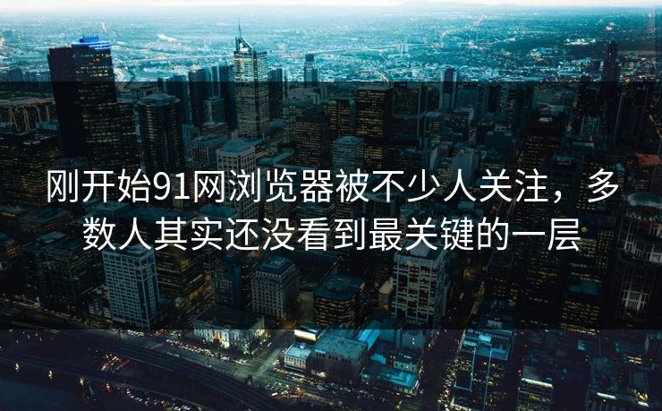 刚开始91网浏览器被不少人关注，多数人其实还没看到最关键的一层