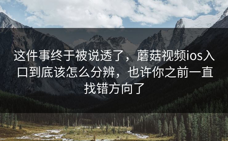 这件事终于被说透了，蘑菇视频ios入口到底该怎么分辨，也许你之前一直找错方向了