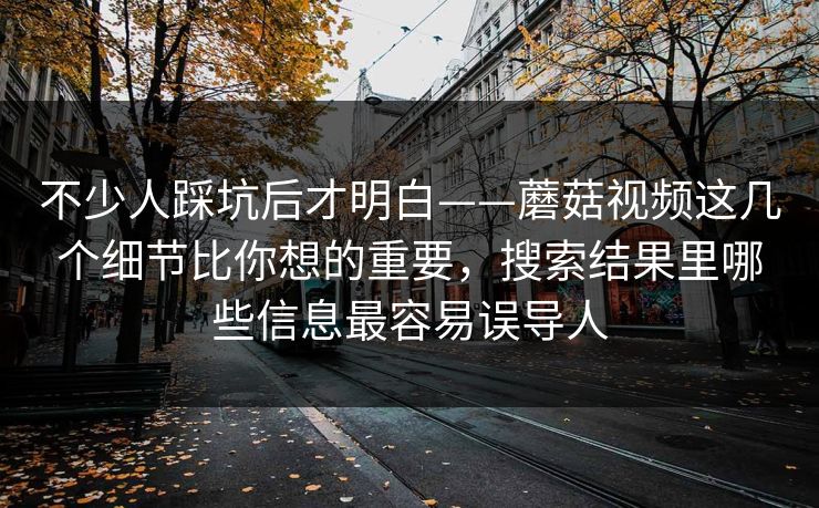 不少人踩坑后才明白——蘑菇视频这几个细节比你想的重要，搜索结果里哪些信息最容易误导人