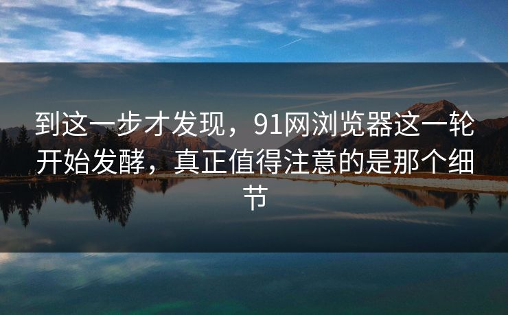 到这一步才发现，91网浏览器这一轮开始发酵，真正值得注意的是那个细节