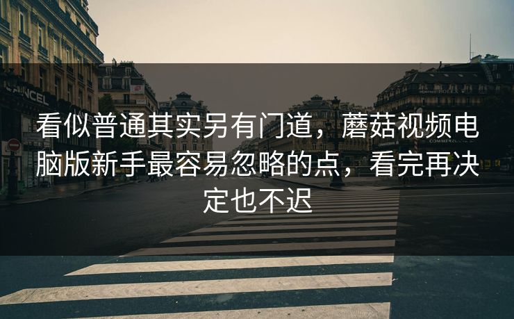 看似普通其实另有门道，蘑菇视频电脑版新手最容易忽略的点，看完再决定也不迟