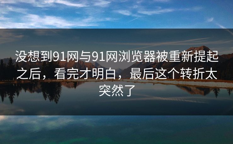 没想到91网与91网浏览器被重新提起之后，看完才明白，最后这个转折太突然了